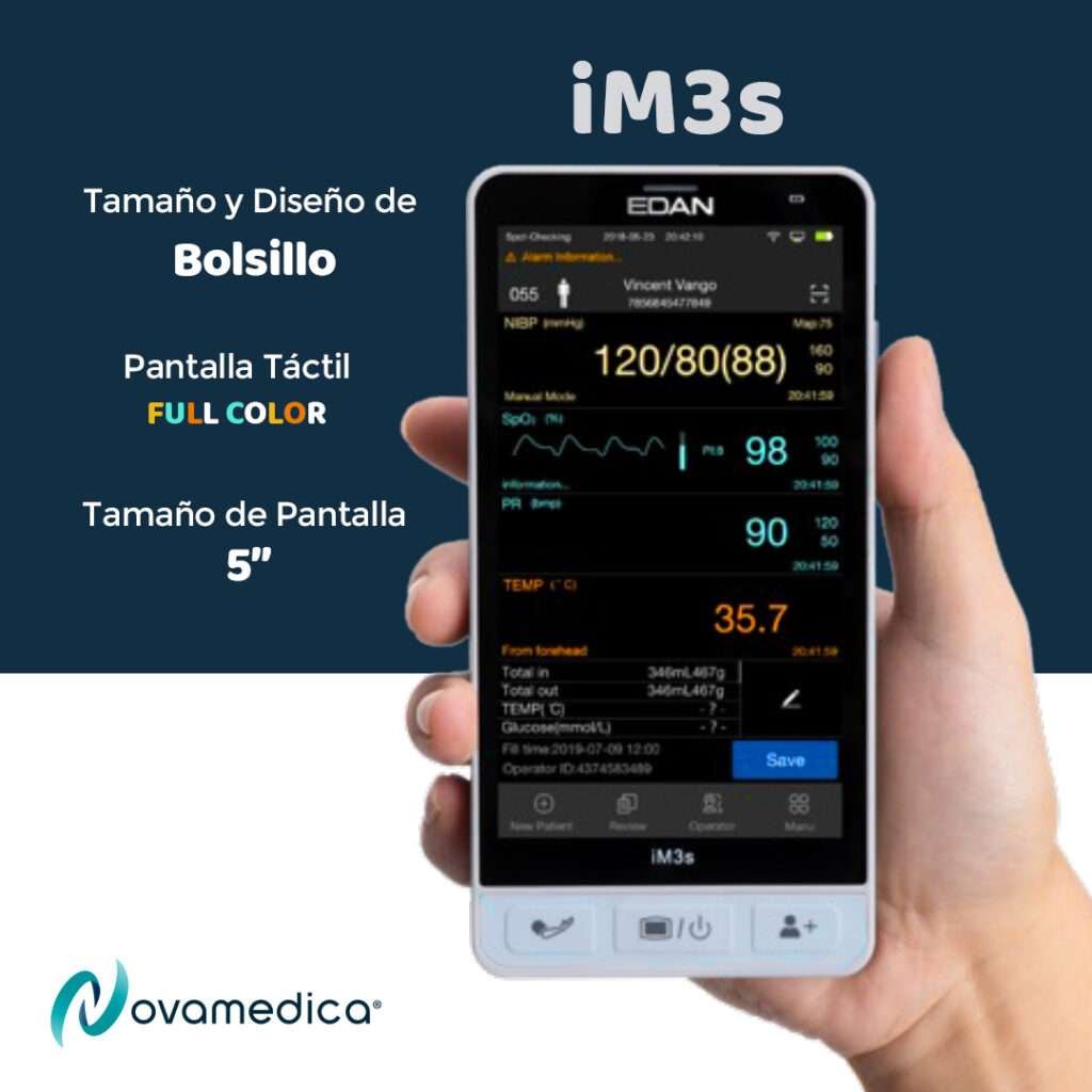 monitor de signos vitales edan iM3S de novamedica ( monitor multiparametros, monitor de pacientes, monitor de signos vitales portatil,)